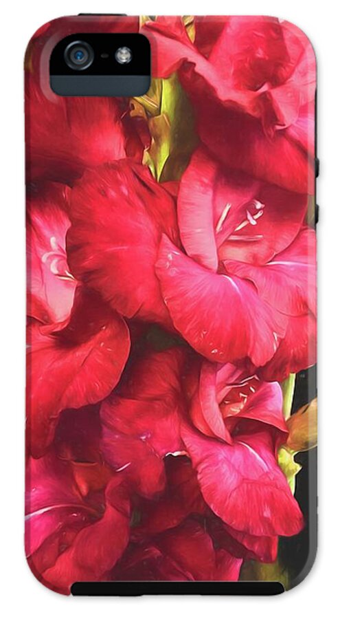 Red Gladiolas on Black - Phone Case