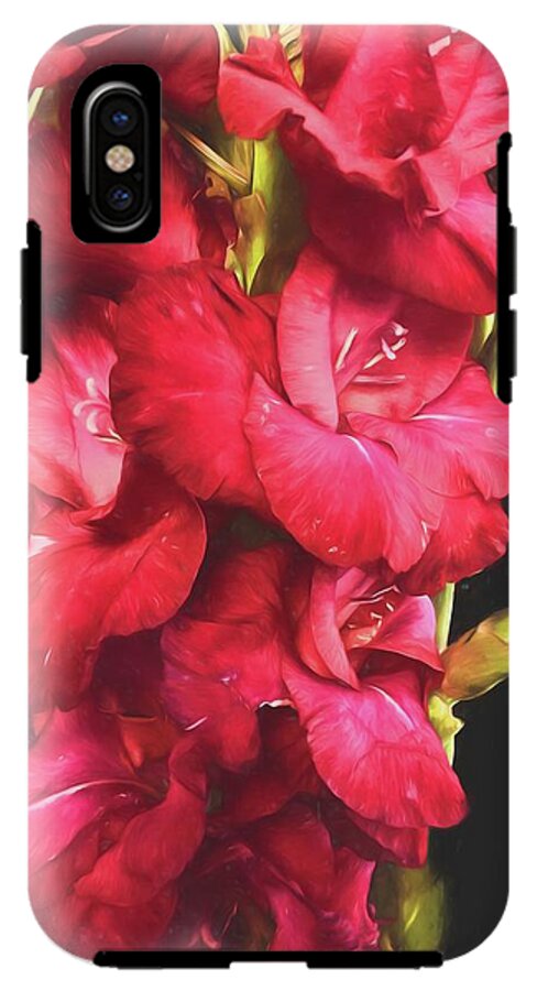 Red Gladiolas on Black - Phone Case