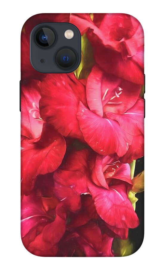 Red Gladiolas on Black - Phone Case