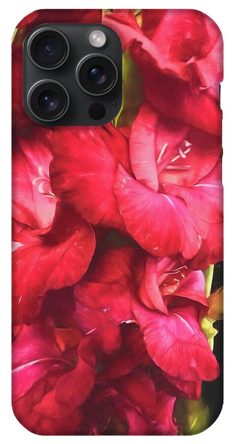 Red Gladiolas on Black - Phone Case