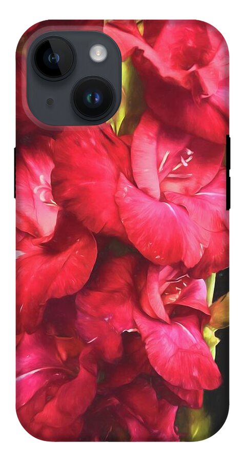 Red Gladiolas on Black - Phone Case