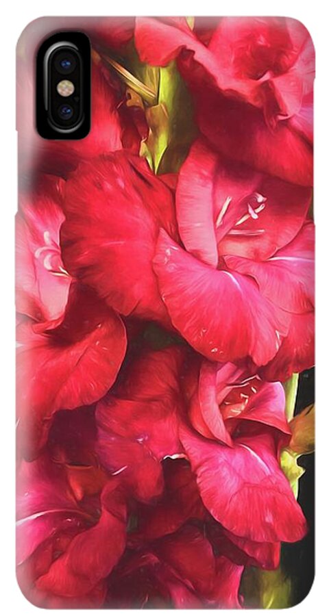 Red Gladiolas on Black - Phone Case
