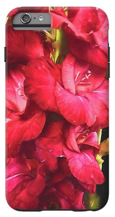 Red Gladiolas on Black - Phone Case