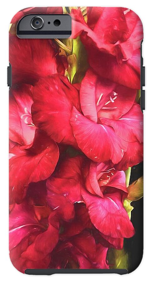 Red Gladiolas on Black - Phone Case