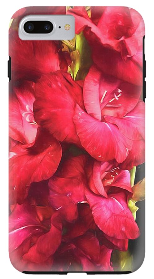 Red Gladiolas on Black - Phone Case