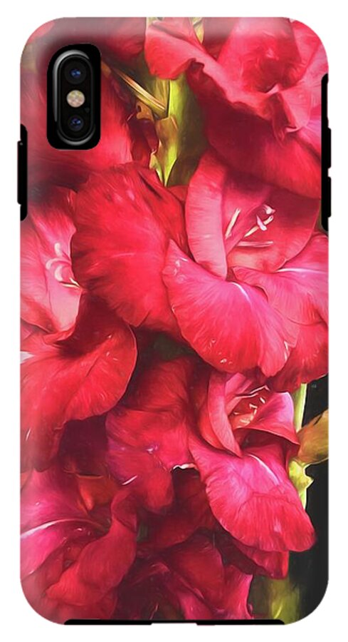 Red Gladiolas on Black - Phone Case