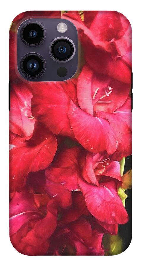 Red Gladiolas on Black - Phone Case