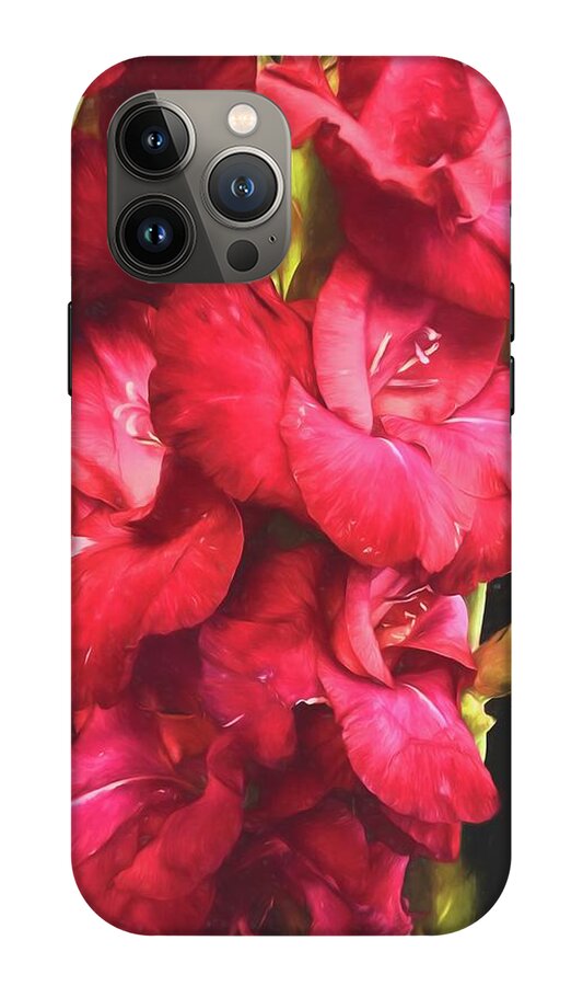 Red Gladiolas on Black - Phone Case