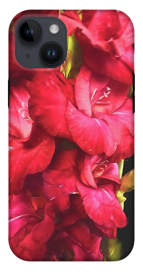 Red Gladiolas on Black - Phone Case