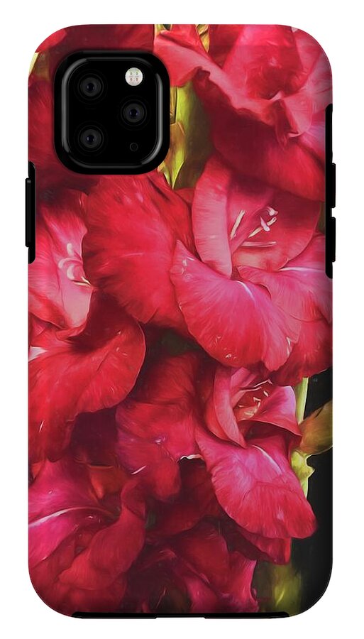 Red Gladiolas on Black - Phone Case