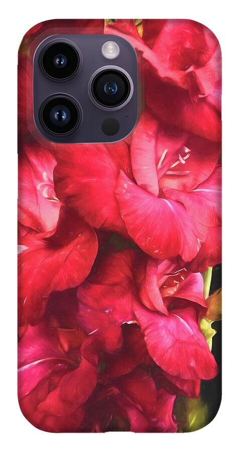 Red Gladiolas on Black - Phone Case