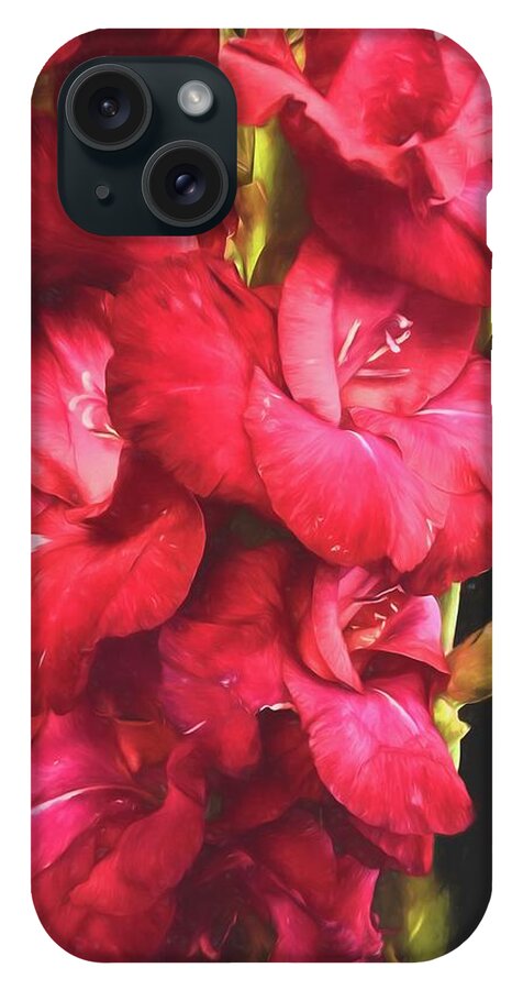 Red Gladiolas on Black - Phone Case