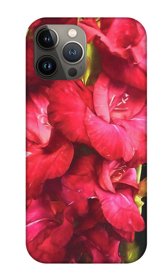 Red Gladiolas on Black - Phone Case