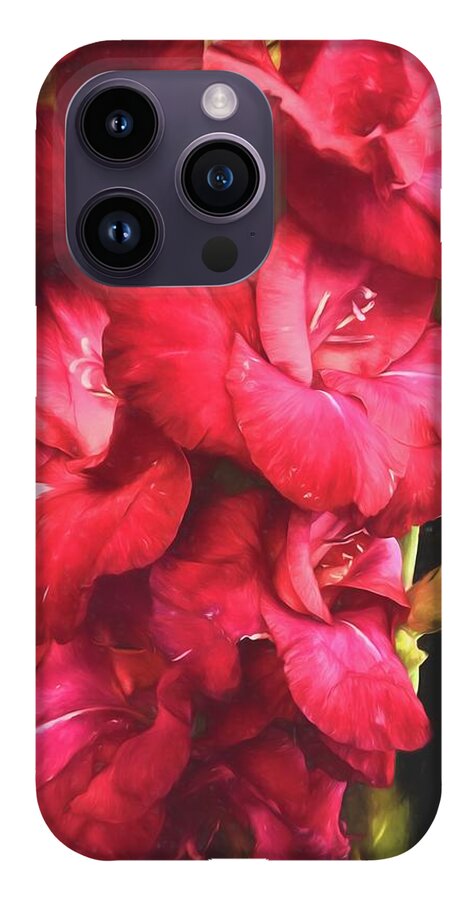 Red Gladiolas on Black - Phone Case