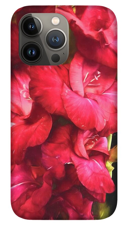 Red Gladiolas on Black - Phone Case