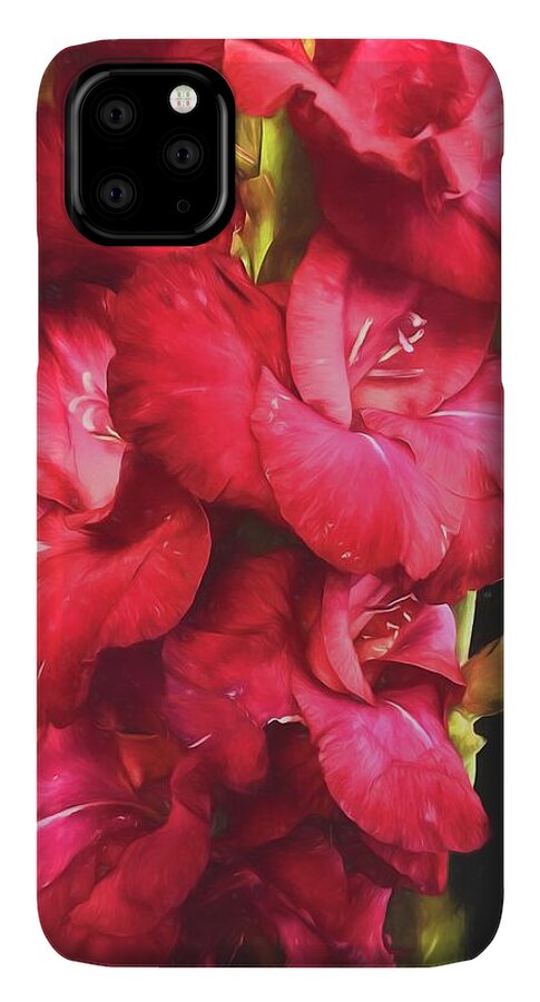 Red Gladiolas on Black - Phone Case