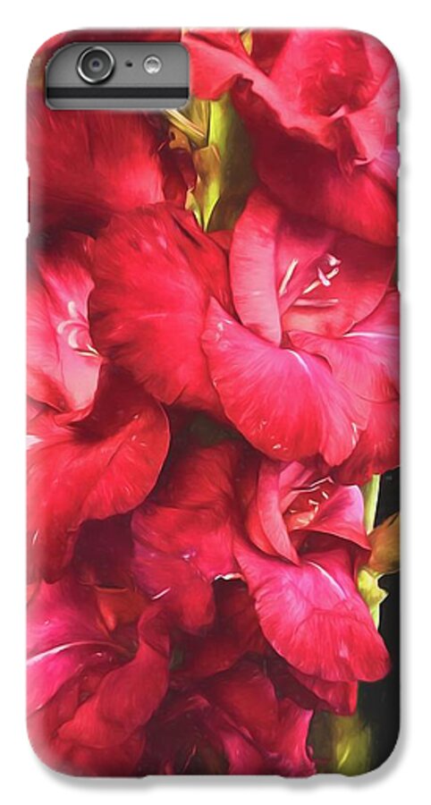 Red Gladiolas on Black - Phone Case