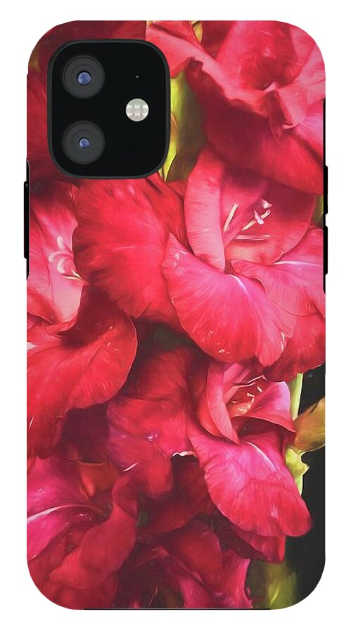Red Gladiolas on Black - Phone Case