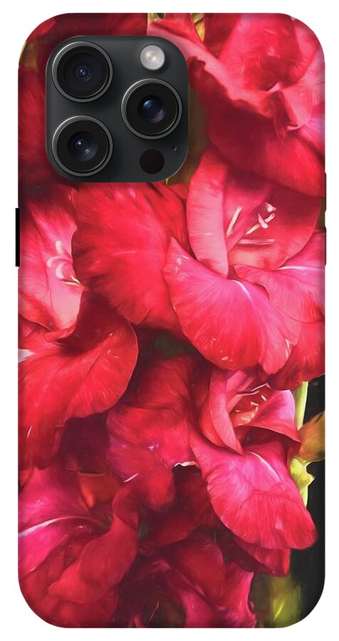 Red Gladiolas on Black - Phone Case