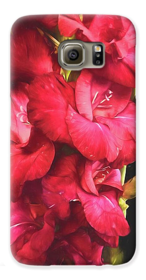 Red Gladiolas on Black - Phone Case