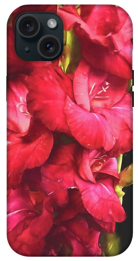 Red Gladiolas on Black - Phone Case