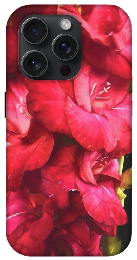 Red Gladiolas on Black - Phone Case