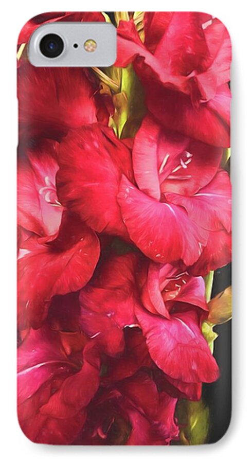 Red Gladiolas on Black - Phone Case