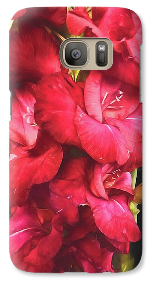 Red Gladiolas on Black - Phone Case