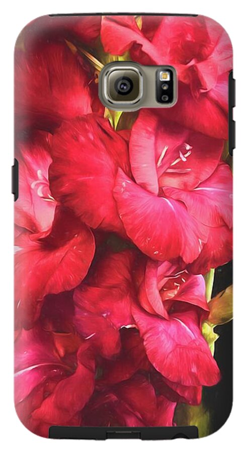 Red Gladiolas on Black - Phone Case