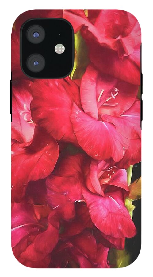 Red Gladiolas on Black - Phone Case