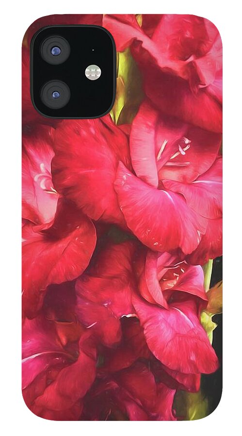 Red Gladiolas on Black - Phone Case