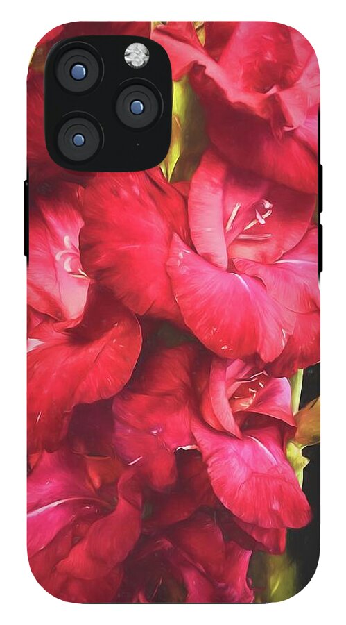 Red Gladiolas on Black - Phone Case