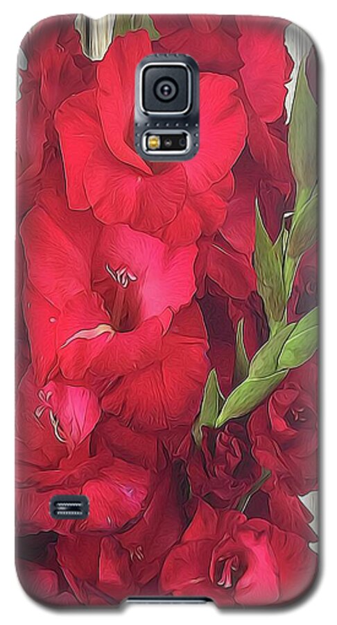 Red Gladiolas On Rustic White - Phone Case