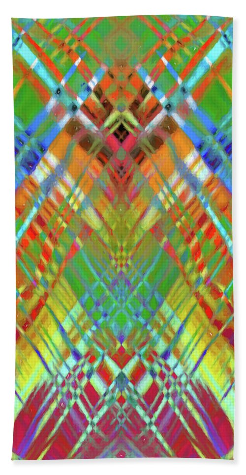 Red Green Freestyle Plaid - Beach Towel