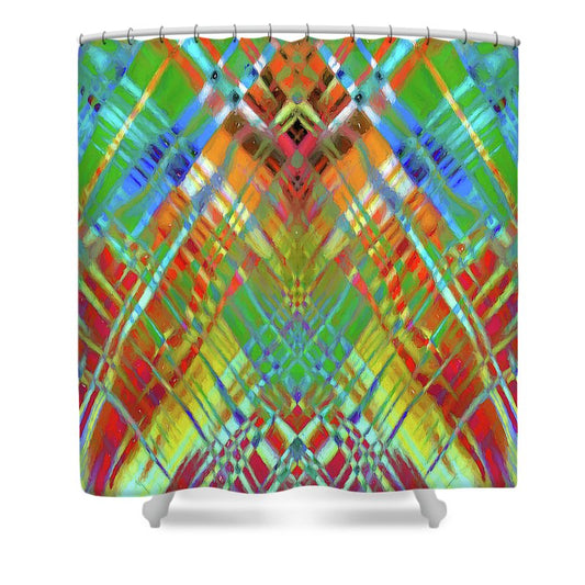 Red Green Freestyle Plaid - Shower Curtain