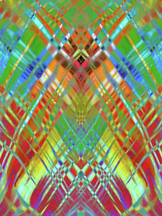 Red Green Freestyle Plaid - Art Print