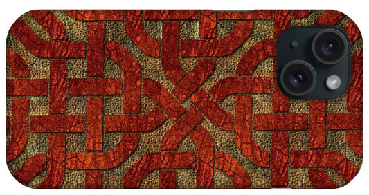 Red Leather Celtic Knot Square - Phone Case