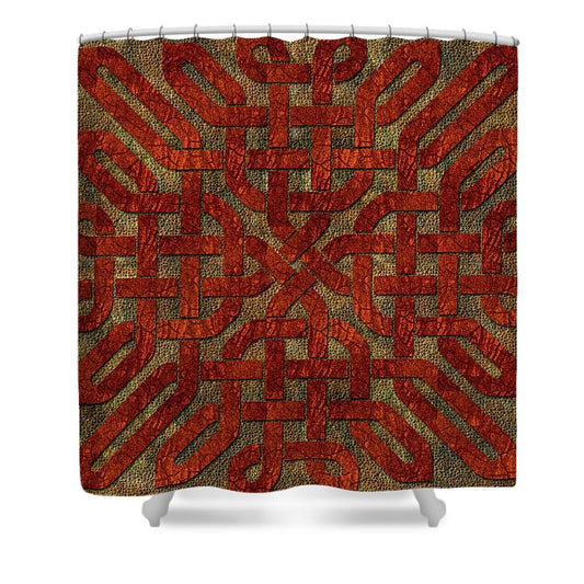 Red Leather Celtic Knot Square - Shower Curtain