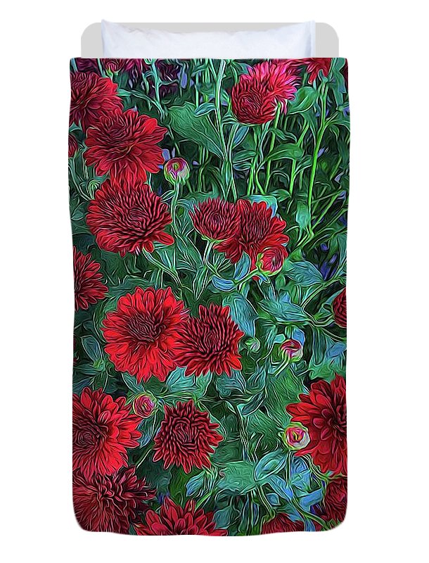 Red Mums - Duvet Cover