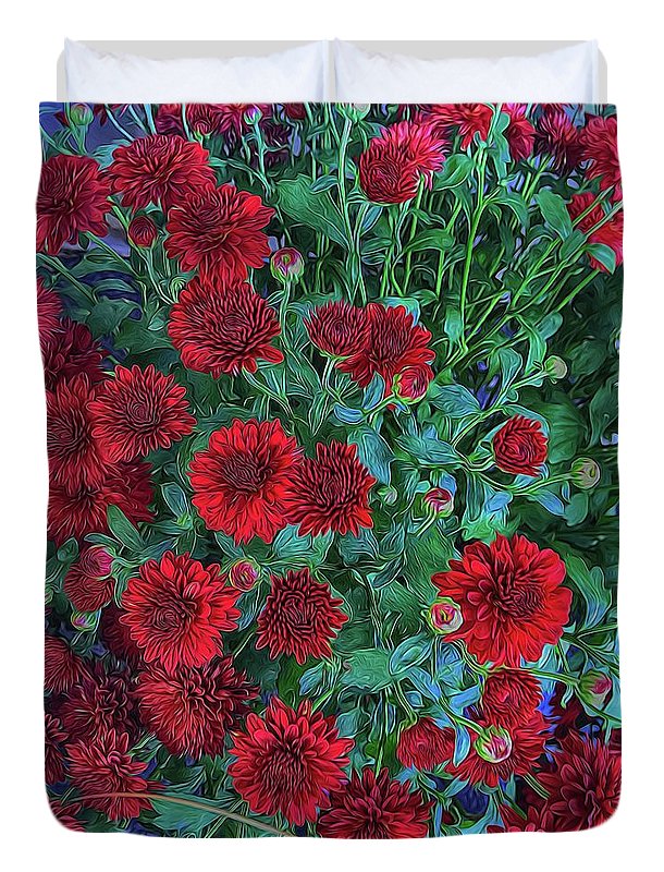 Red Mums - Duvet Cover