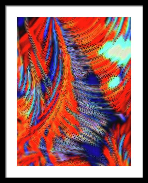 Red Orange Tie Dye Fractal Abstract - Framed Print