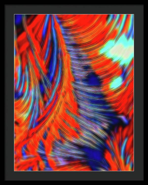 Red Orange Tie Dye Fractal Abstract - Framed Print