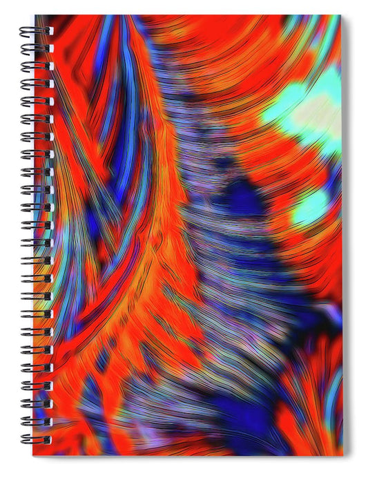 Red Orange Tie Dye Fractal Abstract - Spiral Notebook