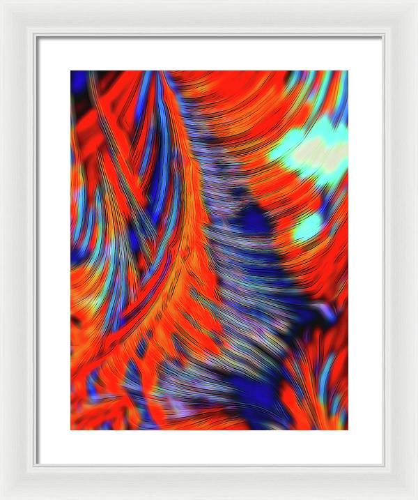 Red Orange Tie Dye Fractal Abstract - Framed Print