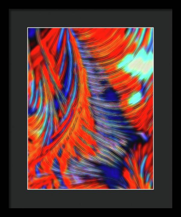 Red Orange Tie Dye Fractal Abstract - Framed Print