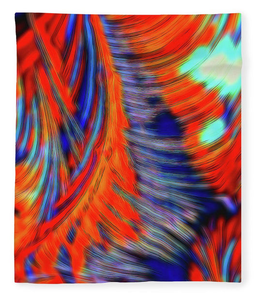 Red Orange Tie Dye Fractal Abstract - Blanket