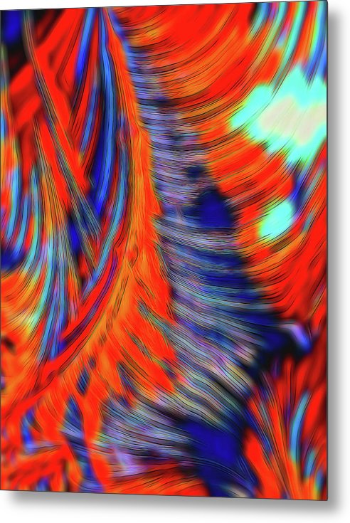 Red Orange Tie Dye Fractal Abstract - Metal Print