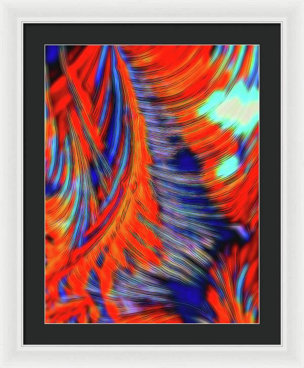 Red Orange Tie Dye Fractal Abstract - Framed Print