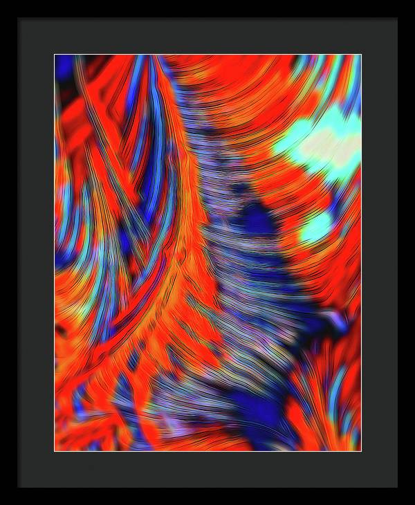 Red Orange Tie Dye Fractal Abstract - Framed Print