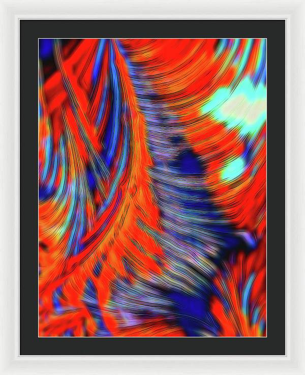 Red Orange Tie Dye Fractal Abstract - Framed Print